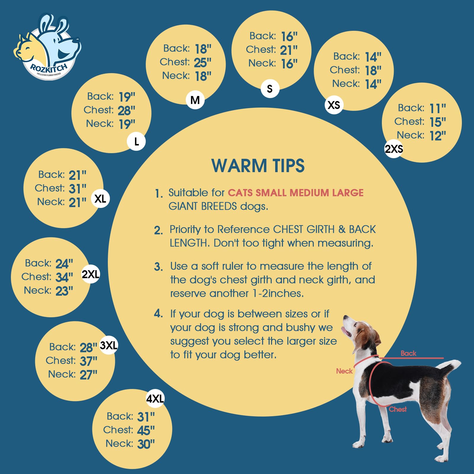 ROZKITCH Dog Winter Coat - Soft Fleece Pullover, Windproof Warm Coat