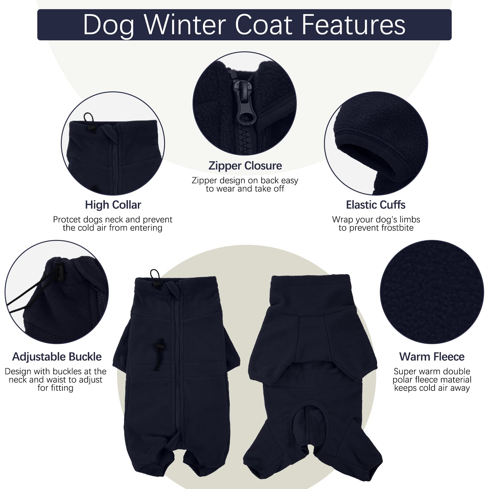 ROZKITCH Dog Winter Coat - Soft Fleece Pullover, Windproof Warm Coat