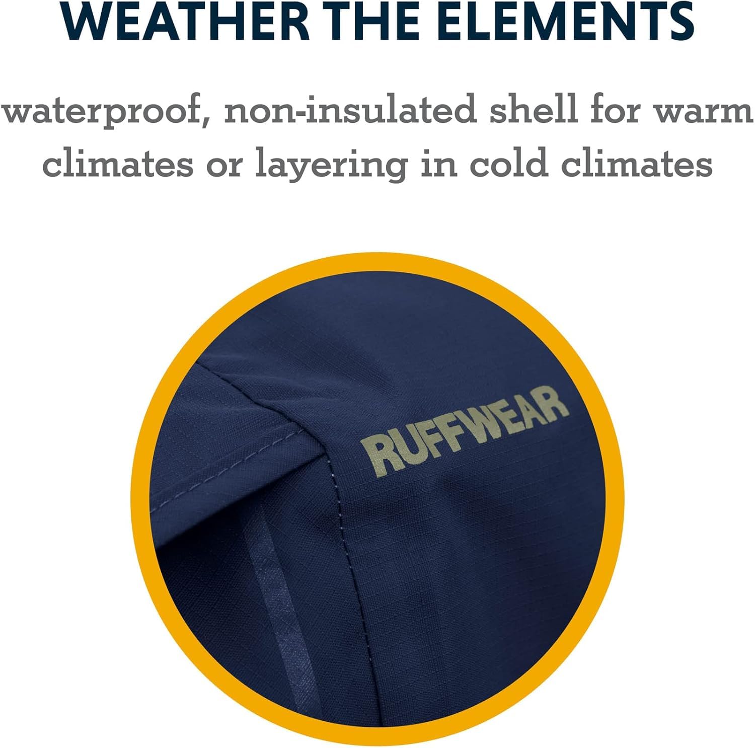 Ruffwear Sun Shower Dog Raincoat - All-Weather Waterproof, Windproof, Lightweight (Mineral Yellow) - Large
