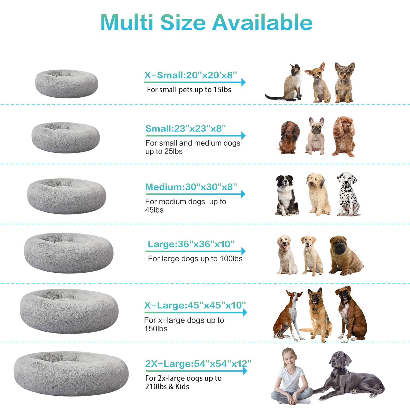 SAVFOX Plush Calming Donut Dog Bed – Washable Faux Fur Bed for Small to XXL Dogs & Cats