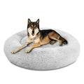 SAVFOX Plush Calming Donut Dog Bed – Washable Faux Fur Bed for Small to XXL Dogs & Cats