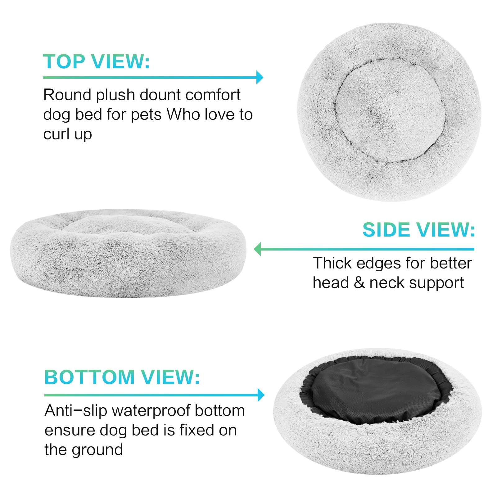 SAVFOX Plush Calming Donut Dog Bed – Washable Faux Fur Bed for Small to XXL Dogs & Cats