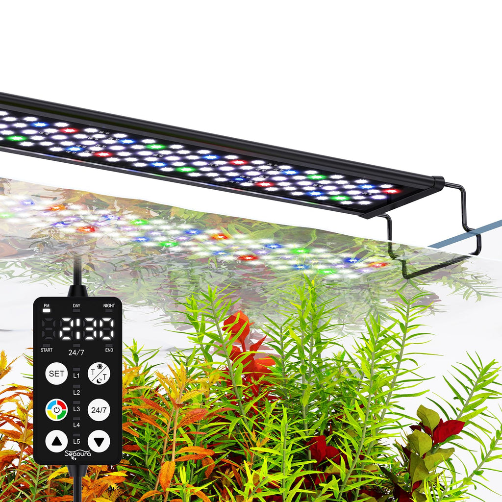 SEAOURA Aquarium Light | 24/7 Custom Timer, 7-Row Full Spectrum LED for 24–30in Tanks