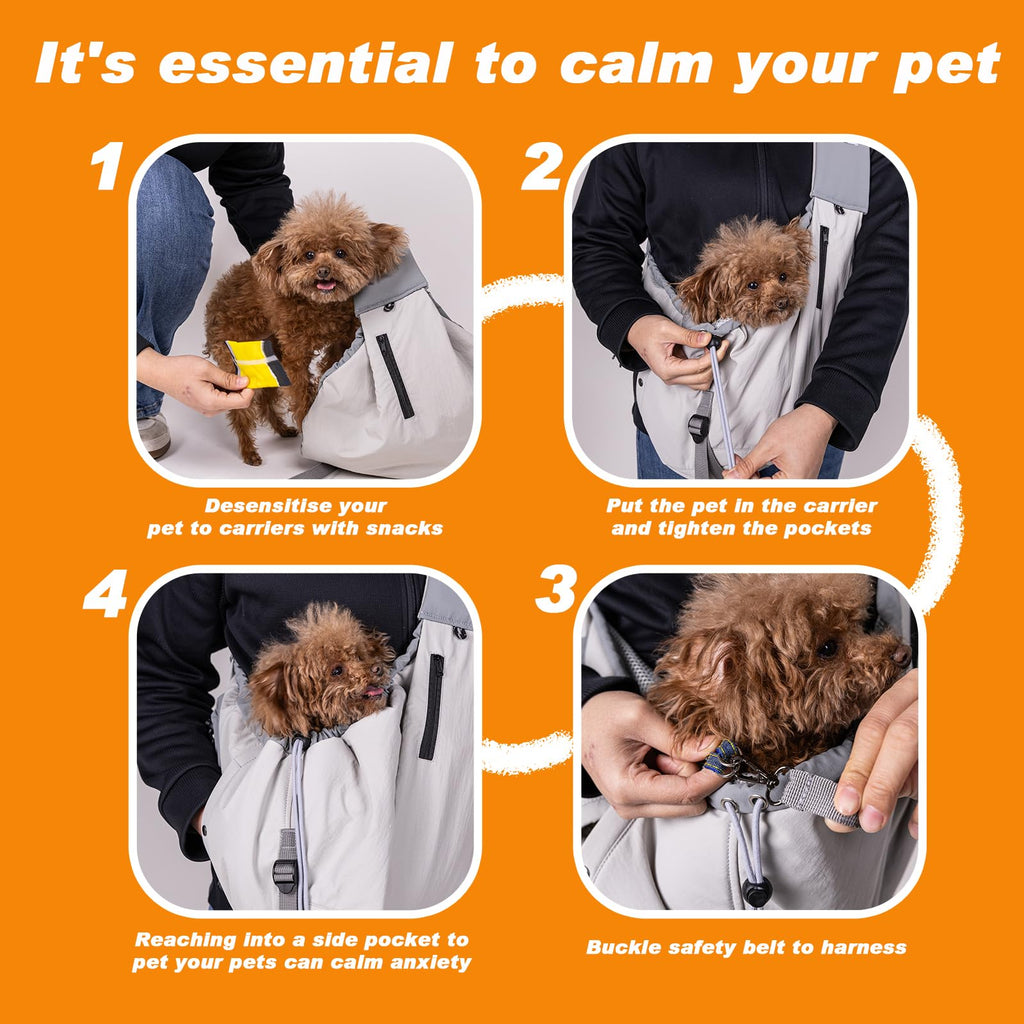 SENIOR BUDDAY Dog Carrier Sling for Small Dogs & Cats Up to 20 lbs – Grey, Hands-Free Travel
