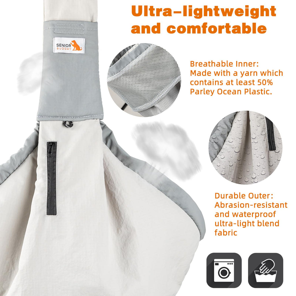 SENIOR BUDDAY Dog Carrier Sling for Small Dogs & Cats Up to 20 lbs – Grey, Hands-Free Travel