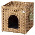 SETVSON Cat Litter Box Enclosure Furniture – Hidden Litter Box with Handwoven Rattan (Natural)