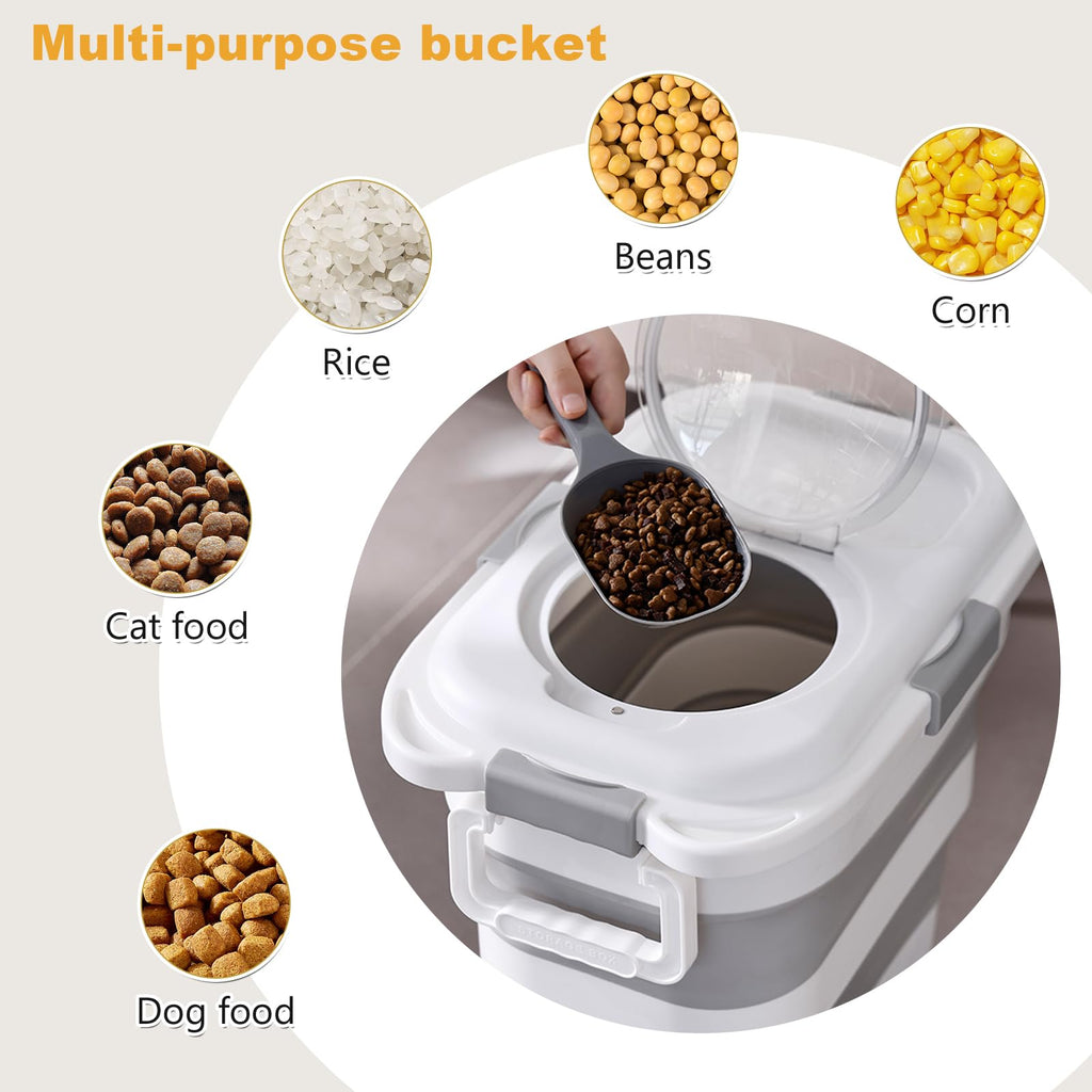 SEWIU 2-Pack 25 lb Dog Food Storage Container – Collapsible, Moisture-Proof with Scoop