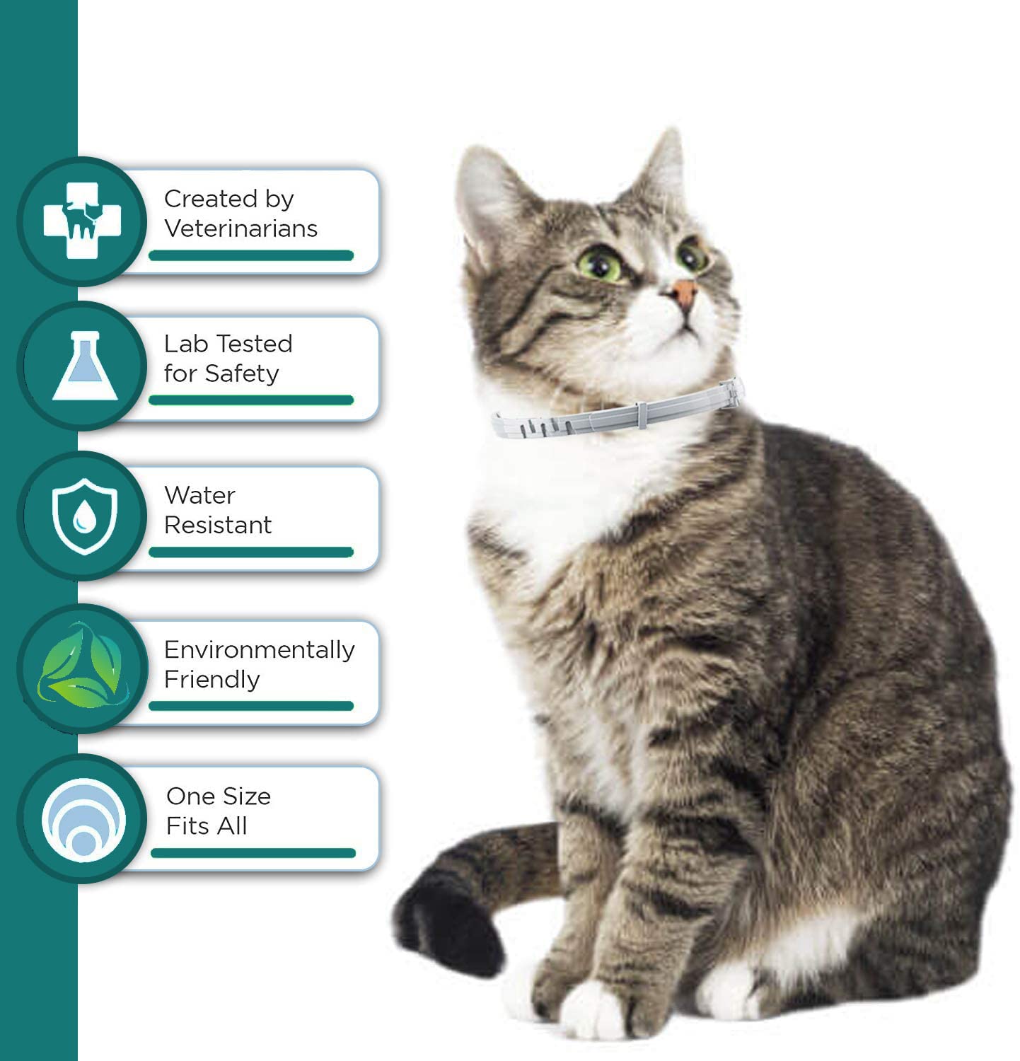 ShengKou Flea & Tick Collar for Cats - 4 Pack (4 x 6 Months) Waterproof, Natural Lemongrass