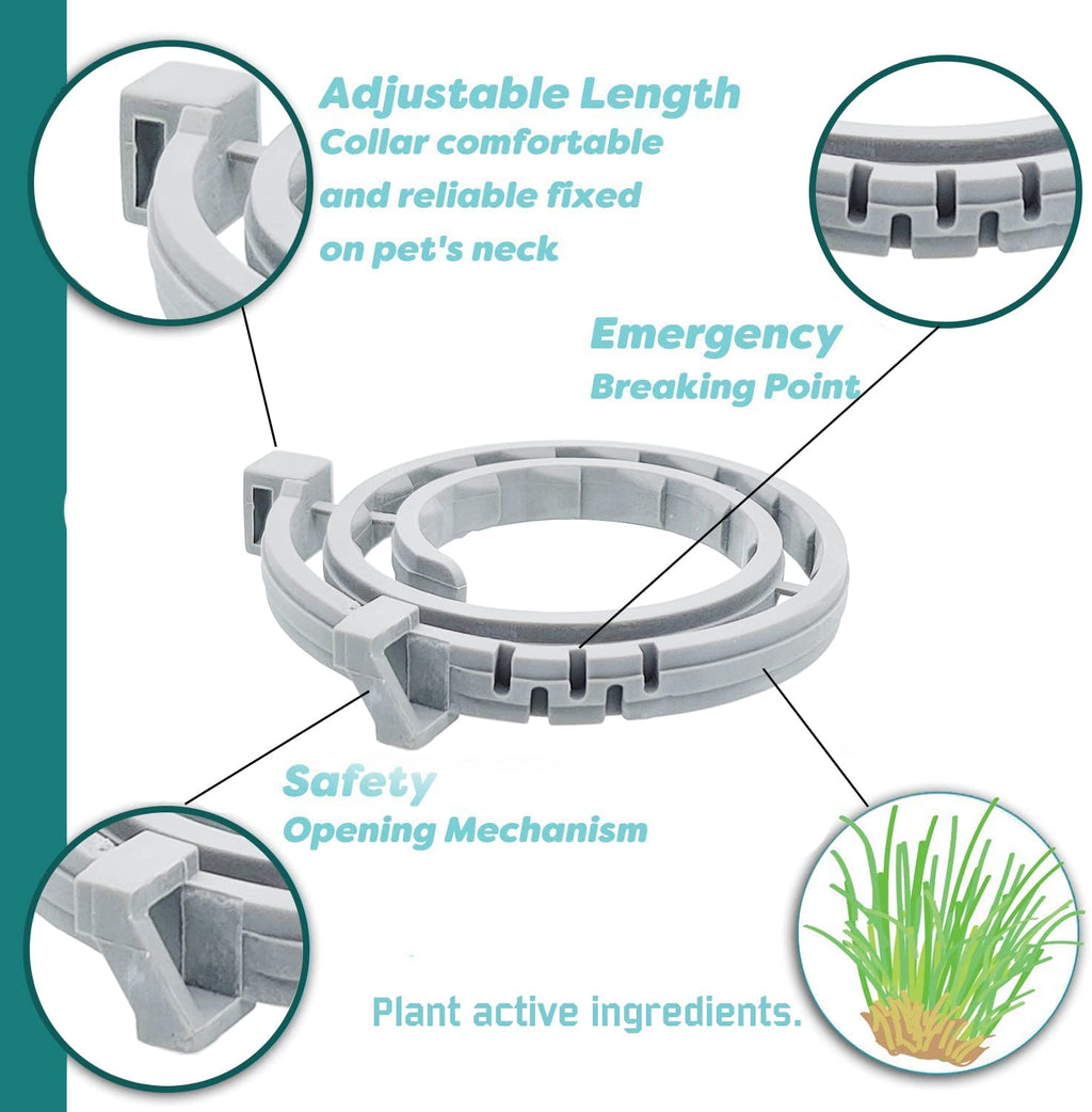 ShengKou Flea & Tick Collar for Cats - 4 Pack (4 x 6 Months) Waterproof, Natural Lemongrass