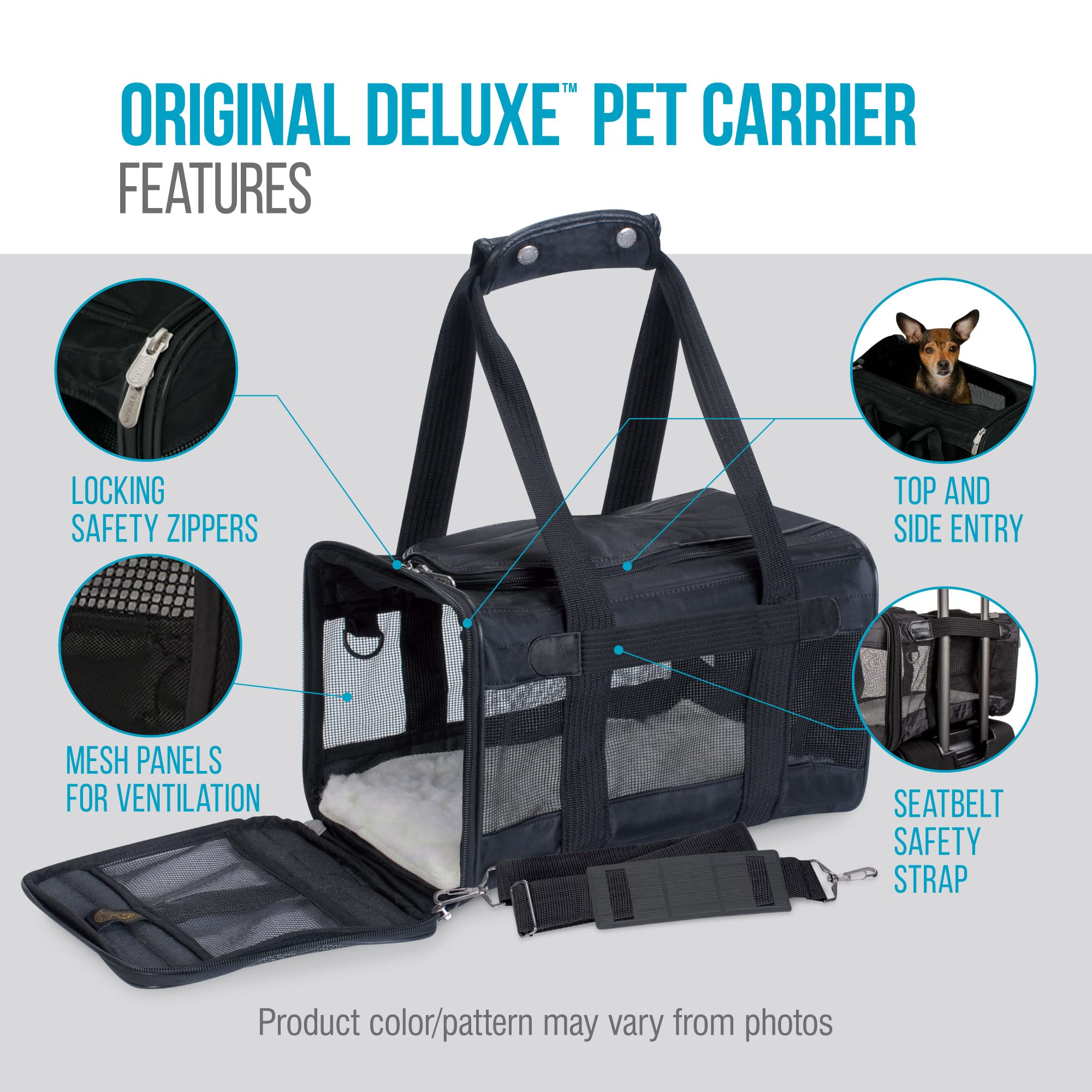 Sherpa Original Deluxe Travel Pet Carrier (Medium) – Airline Approved & Guaranteed On Board – Black