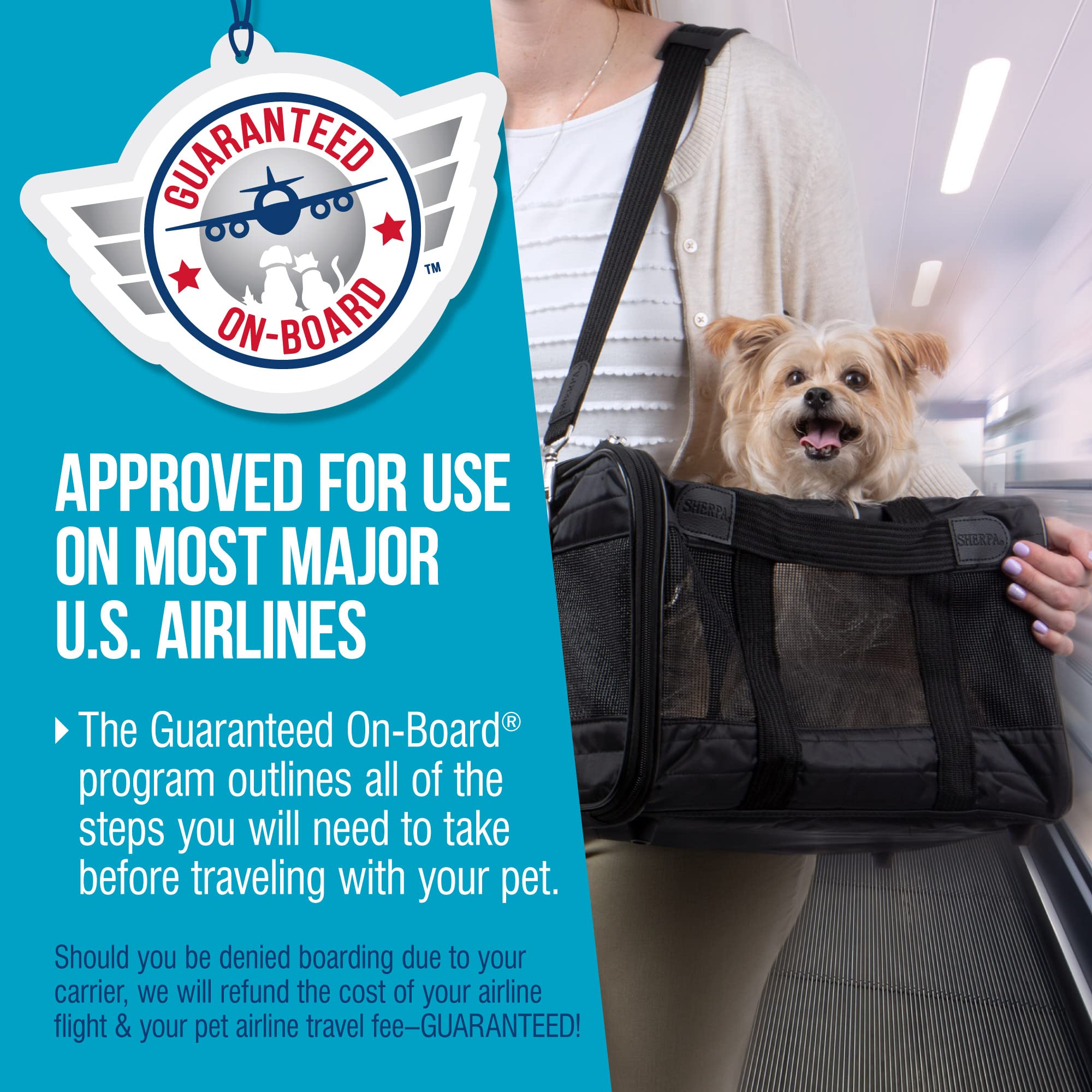 Sherpa Original Deluxe Travel Pet Carrier (Medium) – Airline Approved & Guaranteed On Board – Black