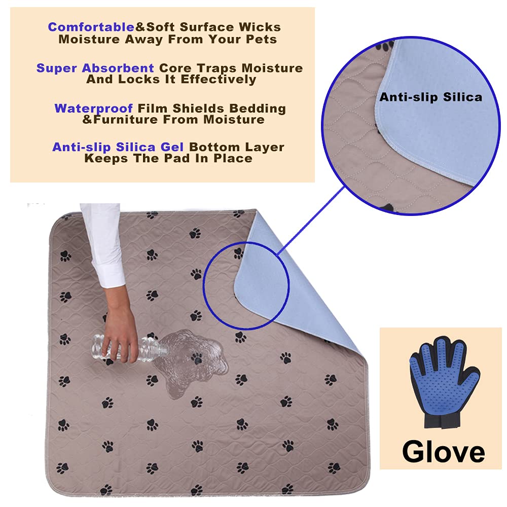 SincoPet Washable Dog Pee Pads with Gloves – 4-Layer, Waterproof, Reusable