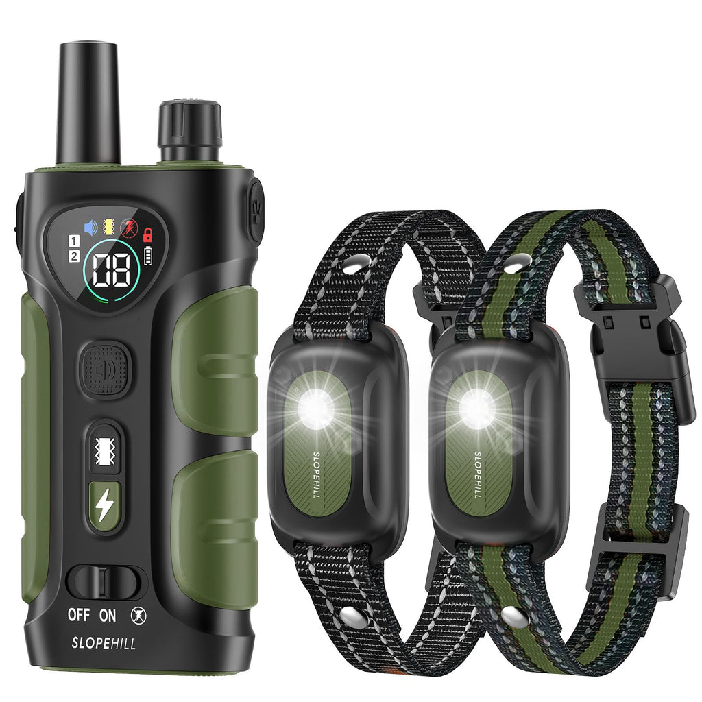 SLOPEHILL Dog Training Collar 2-Pack — 4200ft Remote, IP68 Waterproof, Beep, Vibration, Light, No Shock