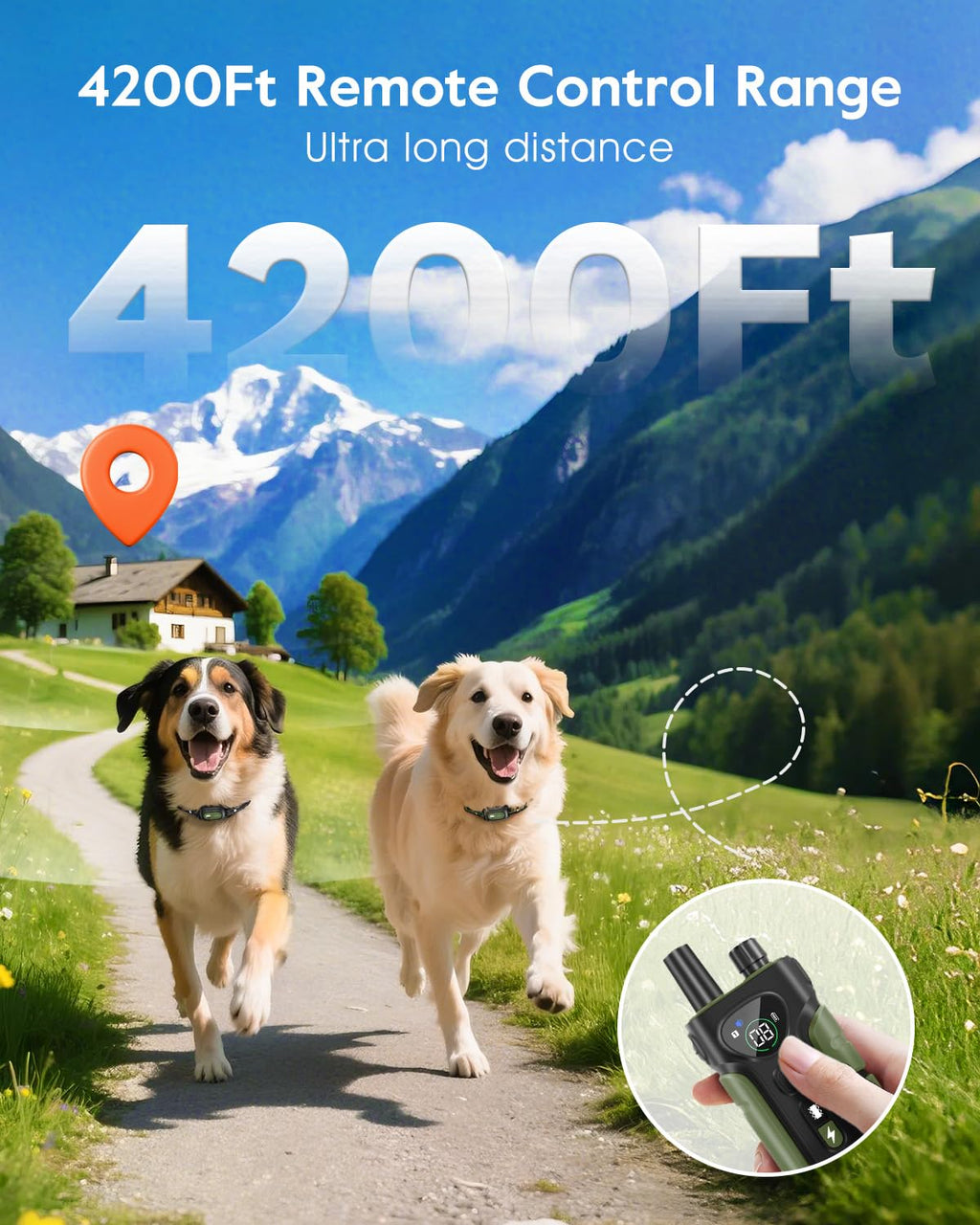 SLOPEHILL Dog Training Collar 2-Pack — 4200ft Remote, IP68 Waterproof, Beep, Vibration, Light, No Shock