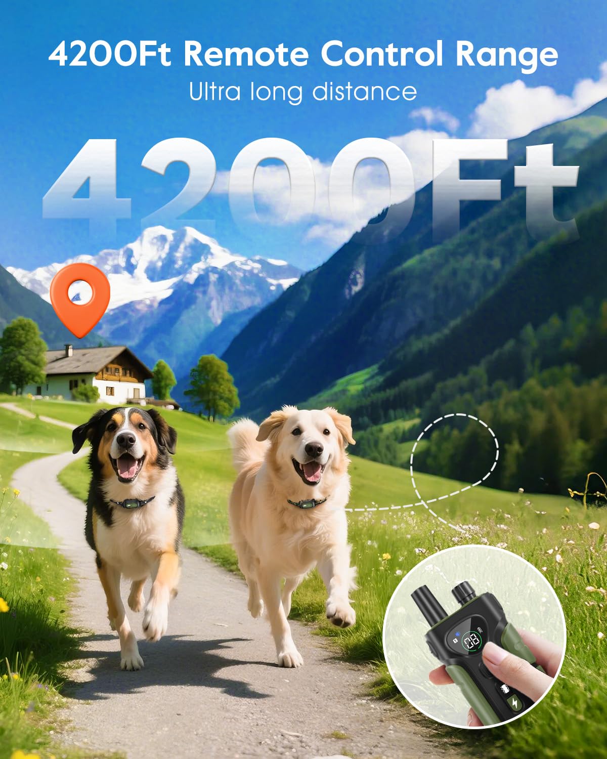 SLOPEHILL Dog Training Collar 2-Pack — 4200ft Remote, IP68 Waterproof, Beep, Vibration, Light, No Shock