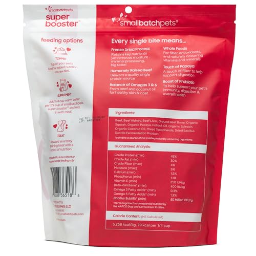 smallbatch Freeze Dried Dog Treats – Probiotic Superfood Topper, Grain-Free Beef Bites, Made in USA (18 oz)