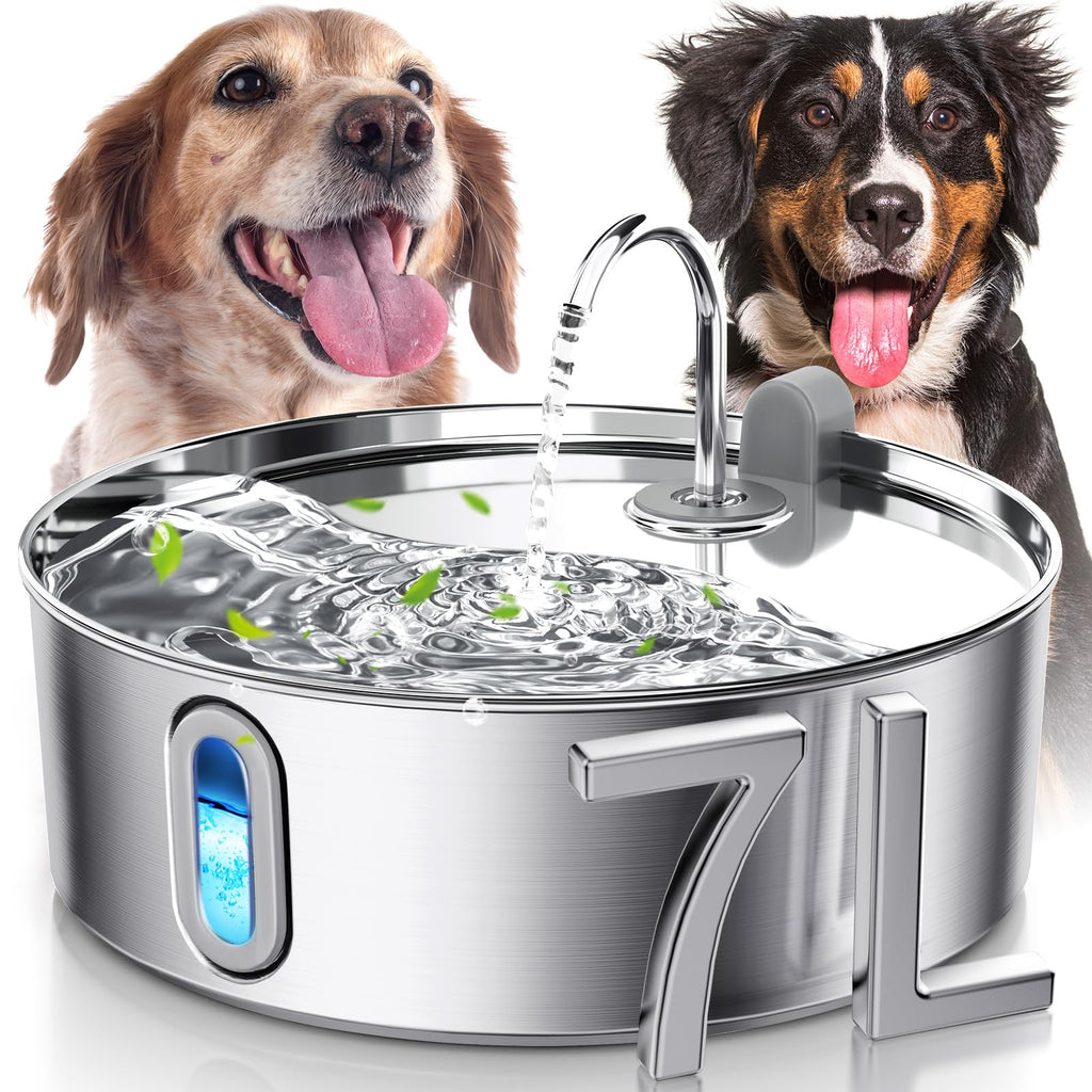 Smartoo 7L Large Dog Water Fountain — Stainless Steel, 4-Stage Filtration, Ultra-Quiet Pump