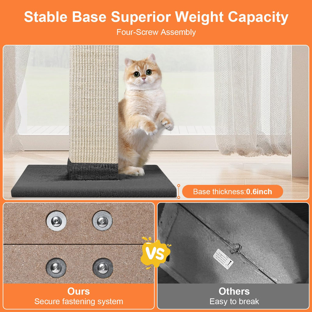 SOCATER Cat Scratching Post 33-Inch – Natural Sisal, Indoor Cats, Grey