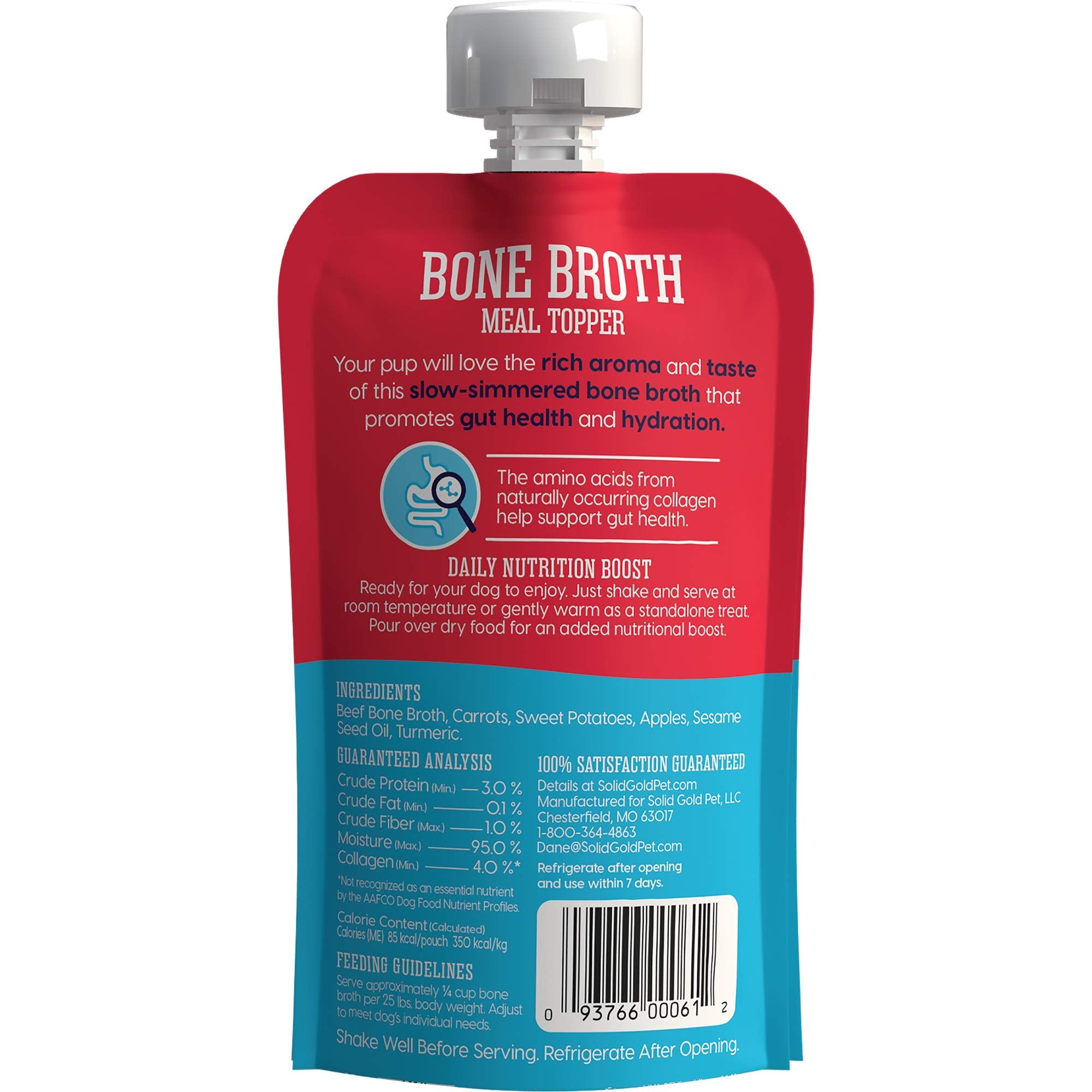 Solid Gold Beef Bone Broth for Dogs — Limited-Ingredient Topper with Collagen