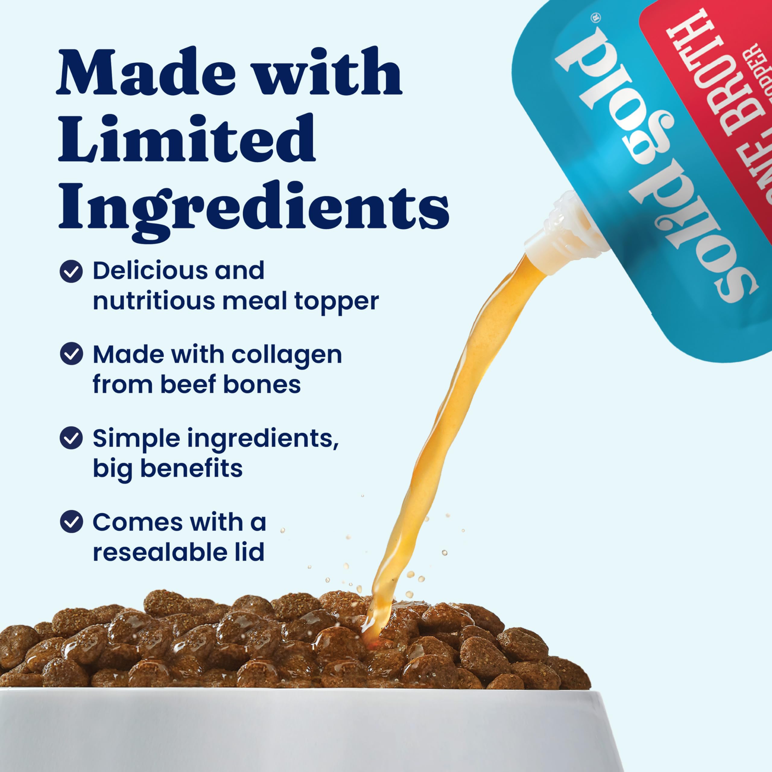 Solid Gold Beef Bone Broth for Dogs — Limited-Ingredient Topper with Collagen