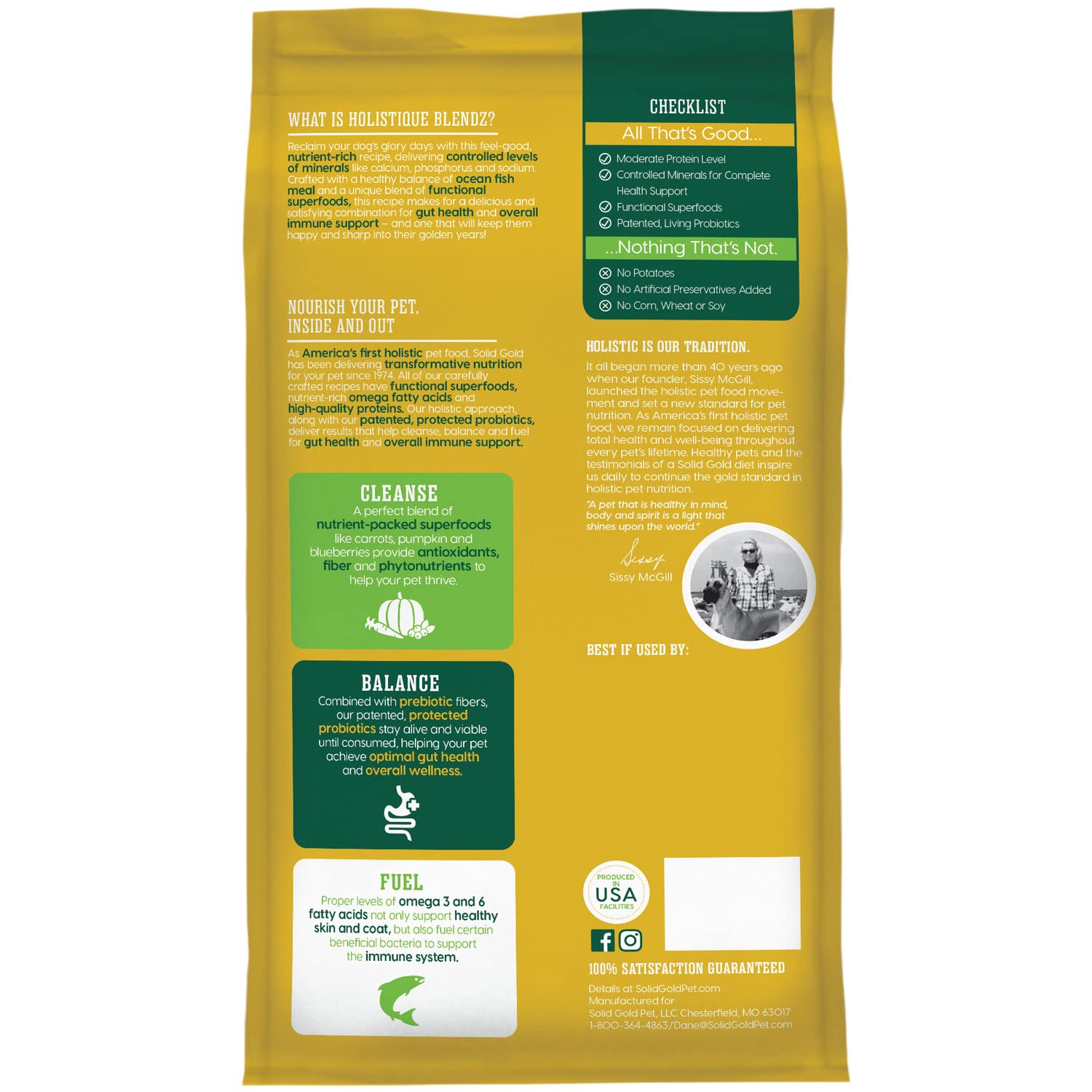Solid Gold Dry Dog Food for Adults & Seniors — Potato-Free High-Fiber Holistique Blendz (24 lb)
