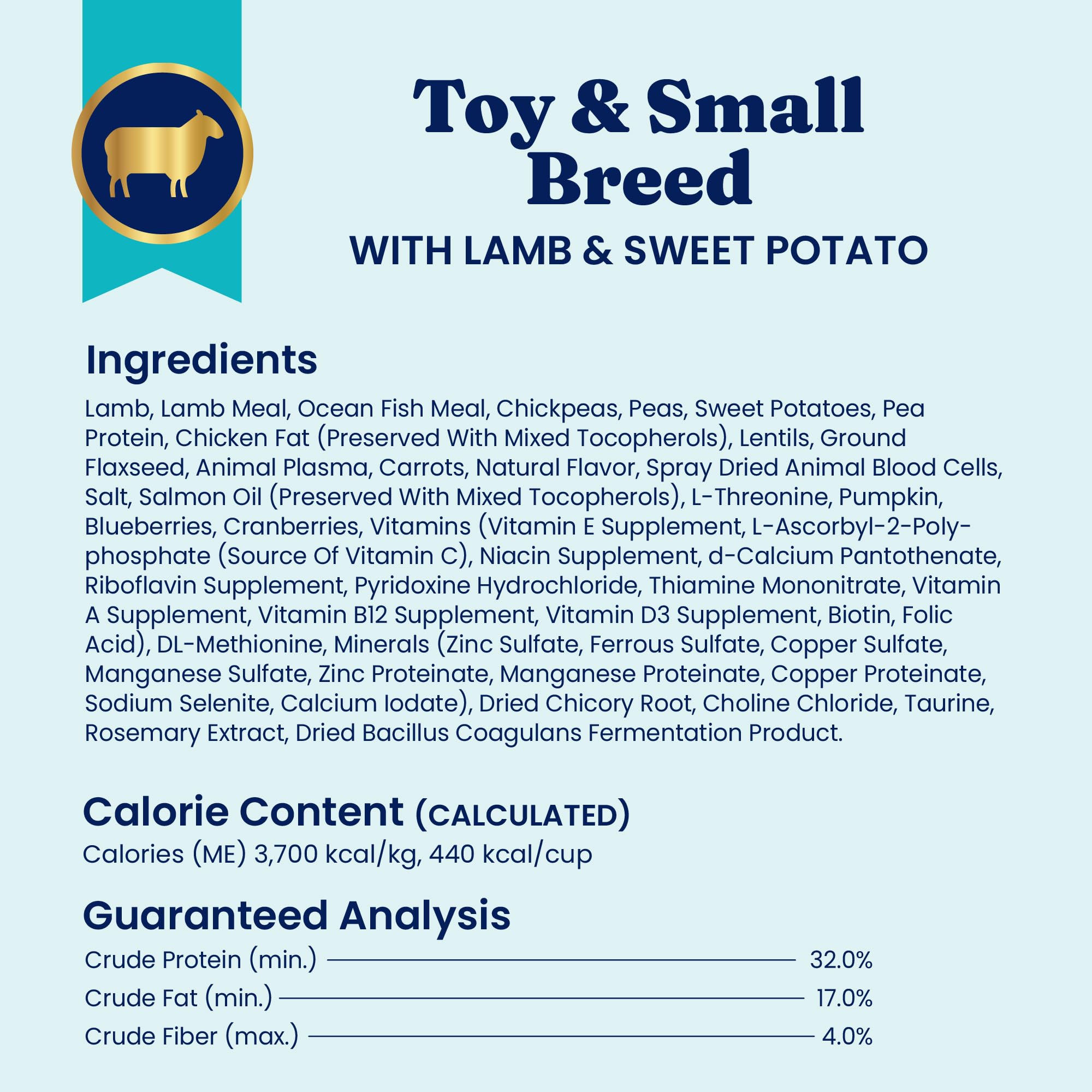 Solid Gold Toy & Small Breed Dry Dog Food Small Bites – Real Lamb, Grain Free, Probiotics, 11lb