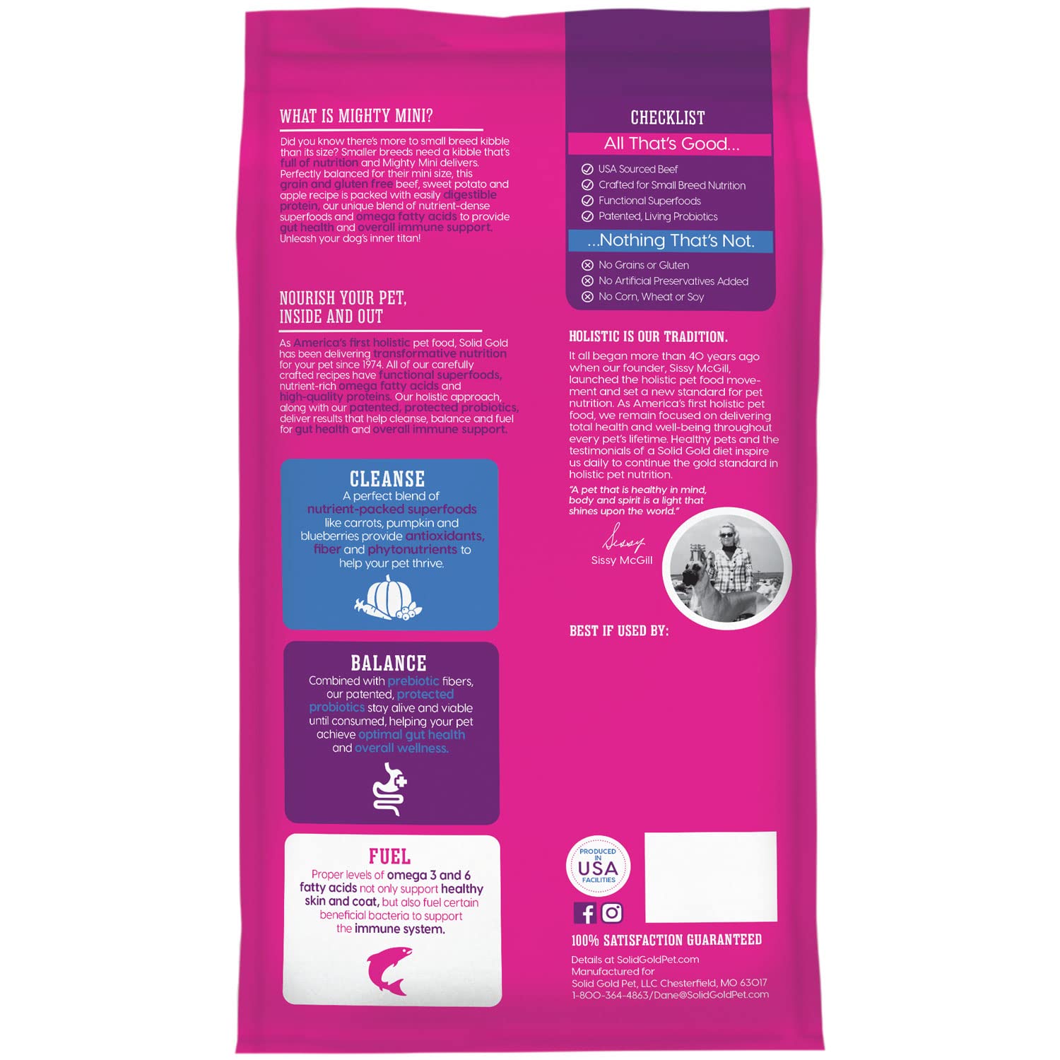 Solid Gold Mighty Mini Small Breed Dry Dog Food – Real Beef, Grain Free, Probiotics | 11 lb