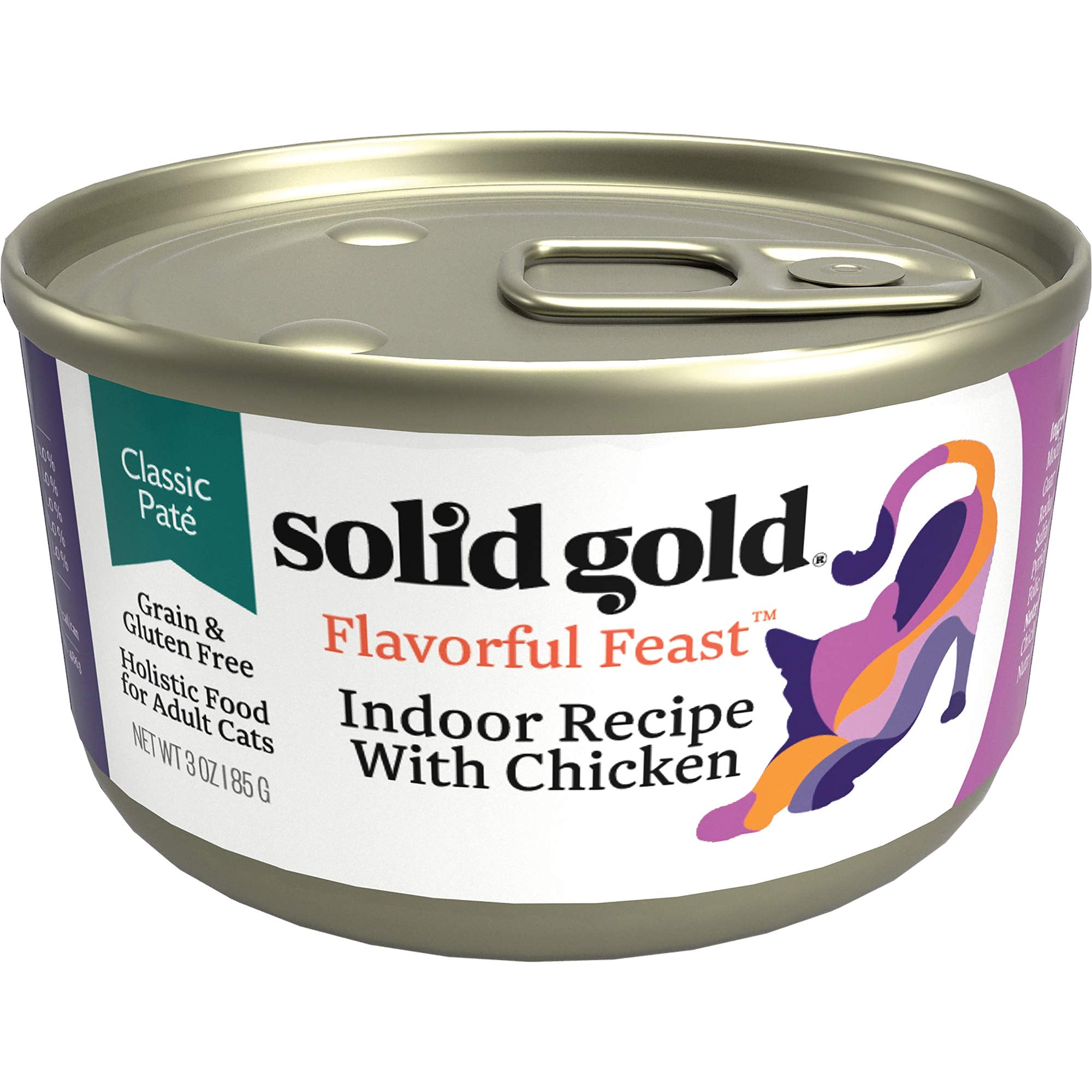 Solid Gold Wet Cat Food Pate for Indoor Cats – Real Chicken, High Moisture, Grain Free (24ct/3oz)