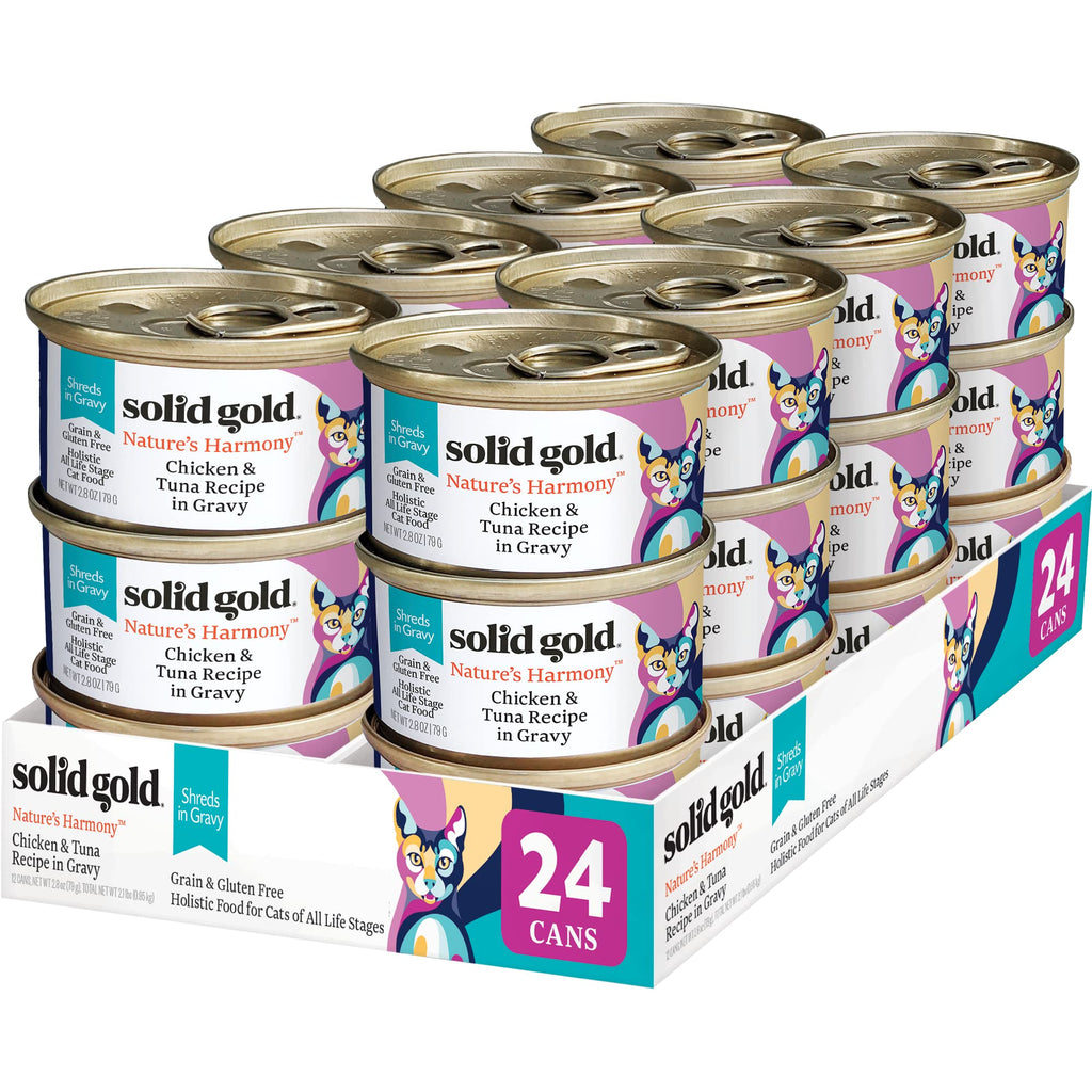 Solid Gold Wet Cat Food Shreds in Gravy – Real Chicken & Tuna, Grain Free