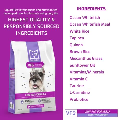 SquarePet VFS Low Fat Formula Dry Dog Food – Lean Whitefish, 22lb