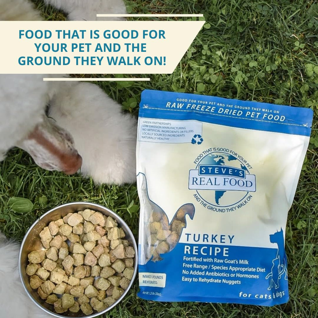 Steve's Real Food Freeze-Dried Raw Nuggets – Turkey Recipe, 20 oz, for Dogs & Cats