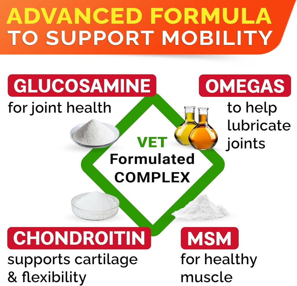 STRELLALAB Senior Dog Joint Supplement - Glucosamine Chondroitin, Bacon Flavor, 180 Count