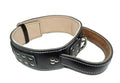 2.5 inch Plain Black Leather Dog Collar Padded Handle