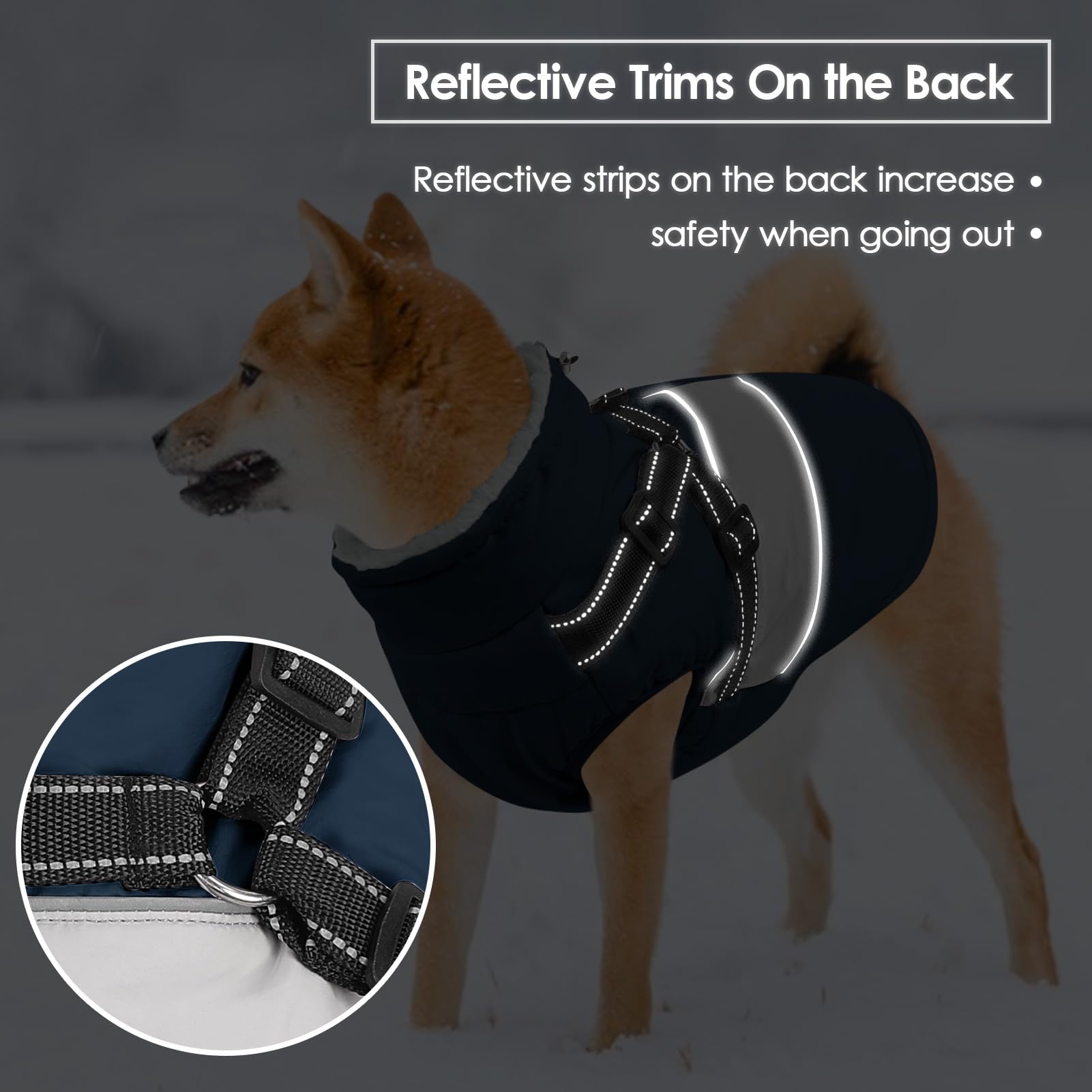 SUNFURA XXL Dog Coat with Built-In Harness | Waterproof Winter Jacket with Furry Collar - Navy 2XL