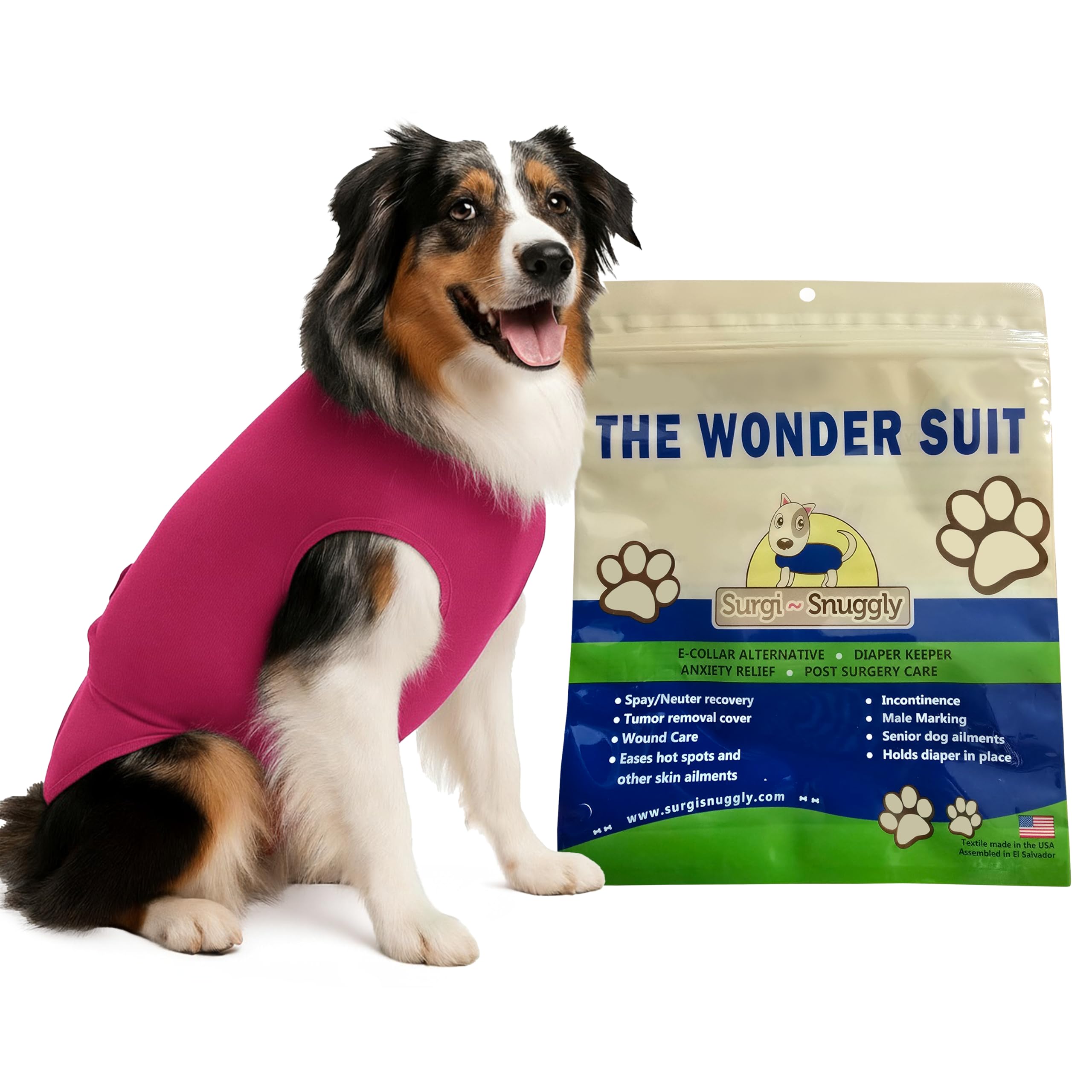 SurgiSnuggly Dog Surgical Recovery Suit – Cone Alternative for Spay/Neuter, 14 Sizes & 7 Colors