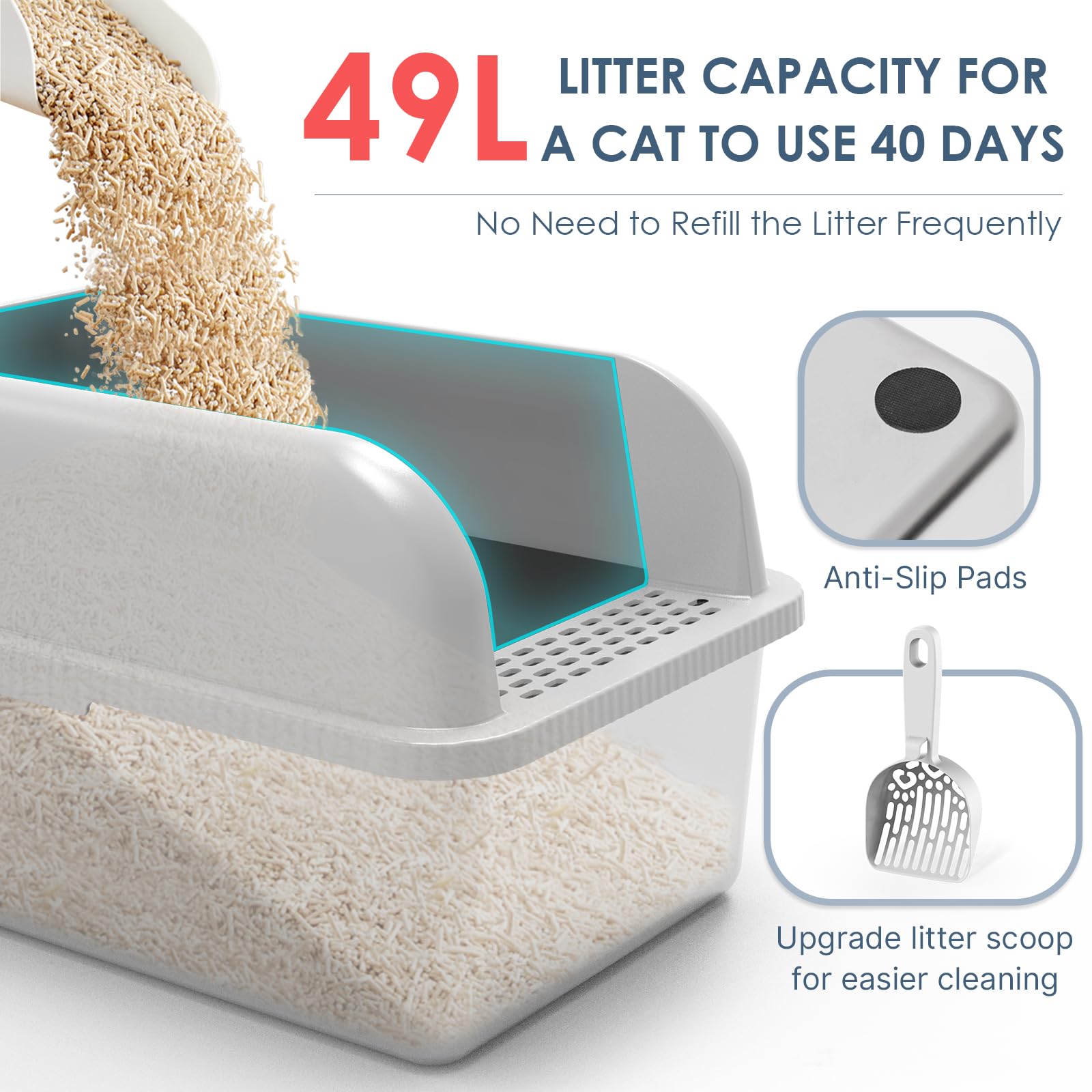 Suzzipaws - 2-pack 8-inch Deep Stainless Steel Litter Box with Lid for Multi-Cat Homes