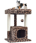 SYANDLVY 27-Inch Cat Tree for Indoor Cats – Leopard Print Activity Tower with Scratching Posts