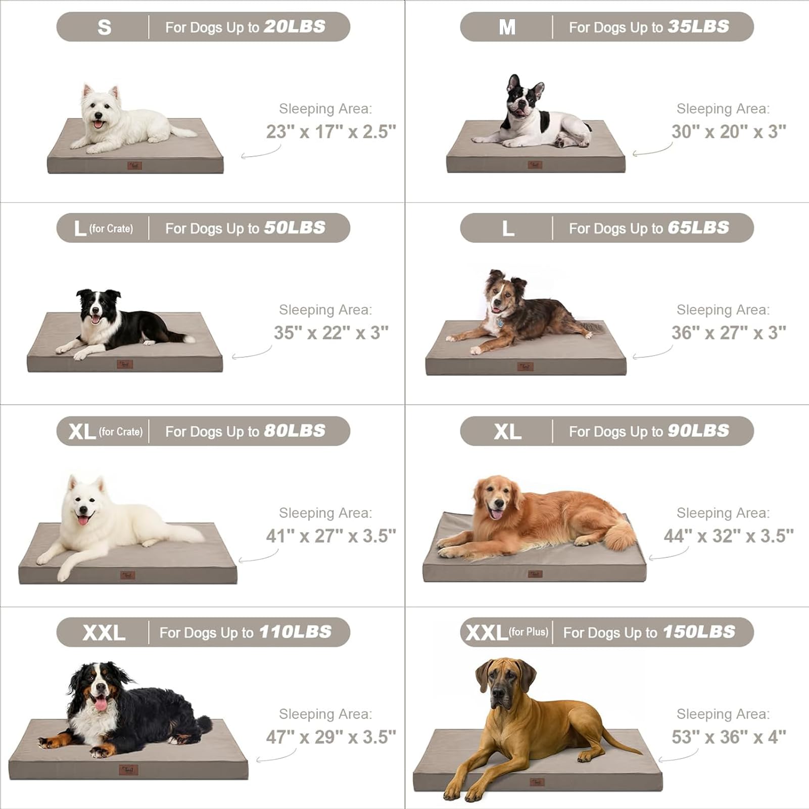 Tail Stories Outdoor All-Weather XL Dog Bed – Waterproof Orthopedic 44x32 in (Khaki)