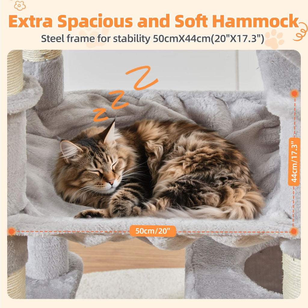 Taoqimiao Cat Tree 71-Inch Indoor Cat Condo | 8 Sisal Posts, 2 Top Perches
