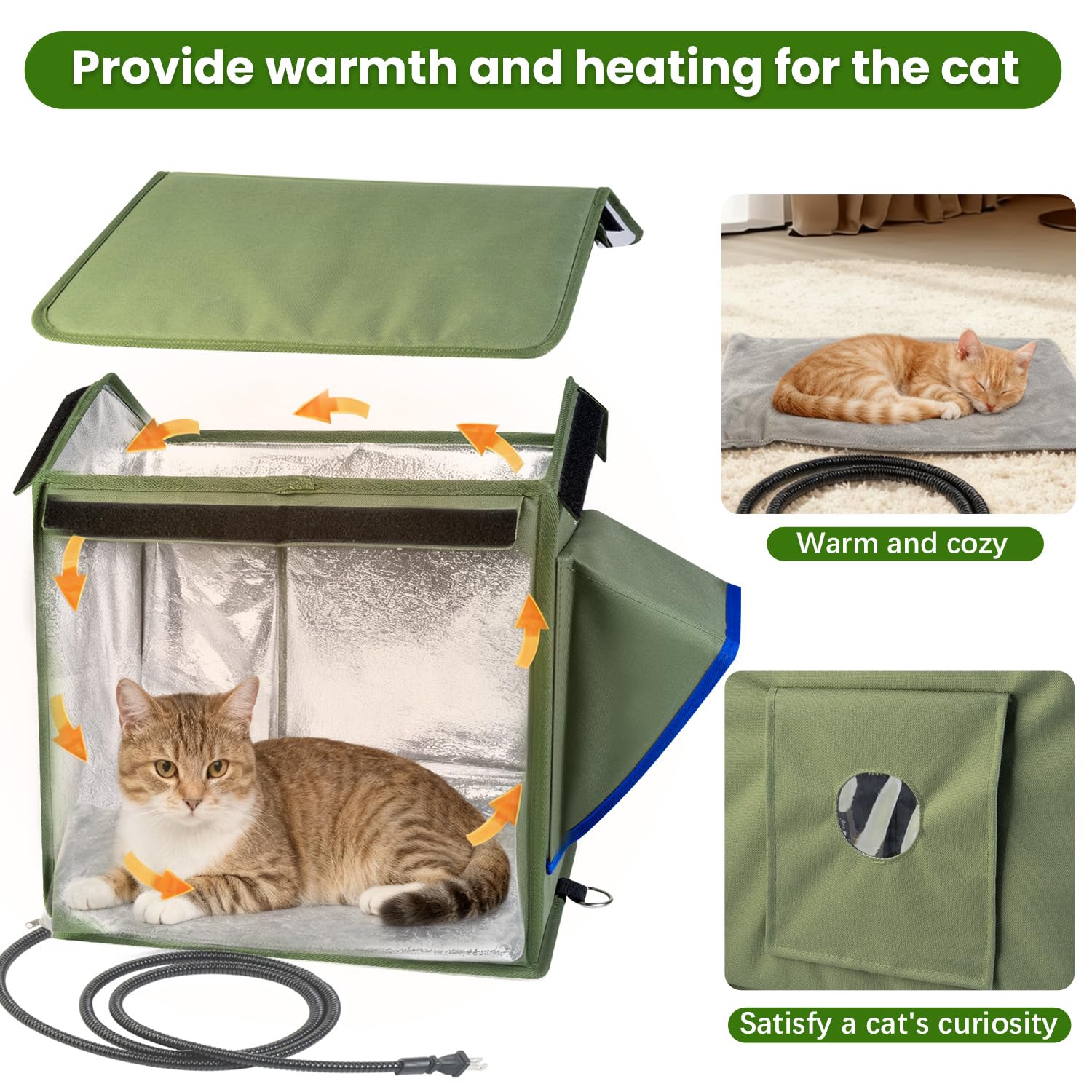 TENDWARE Outdoor Heated Cat House – Elevated Base & Weatherproof Shelter