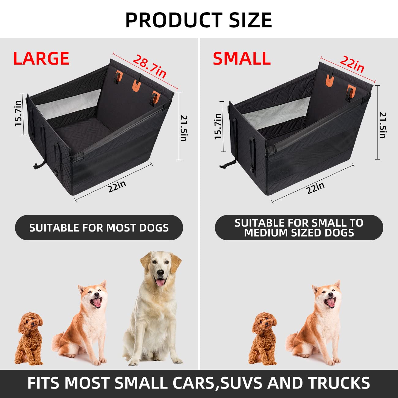TKYZ Medium Dog Car Seat — Back Seat Extender, Waterproof Large Dog Seat Cover, Car Hammock (Black)