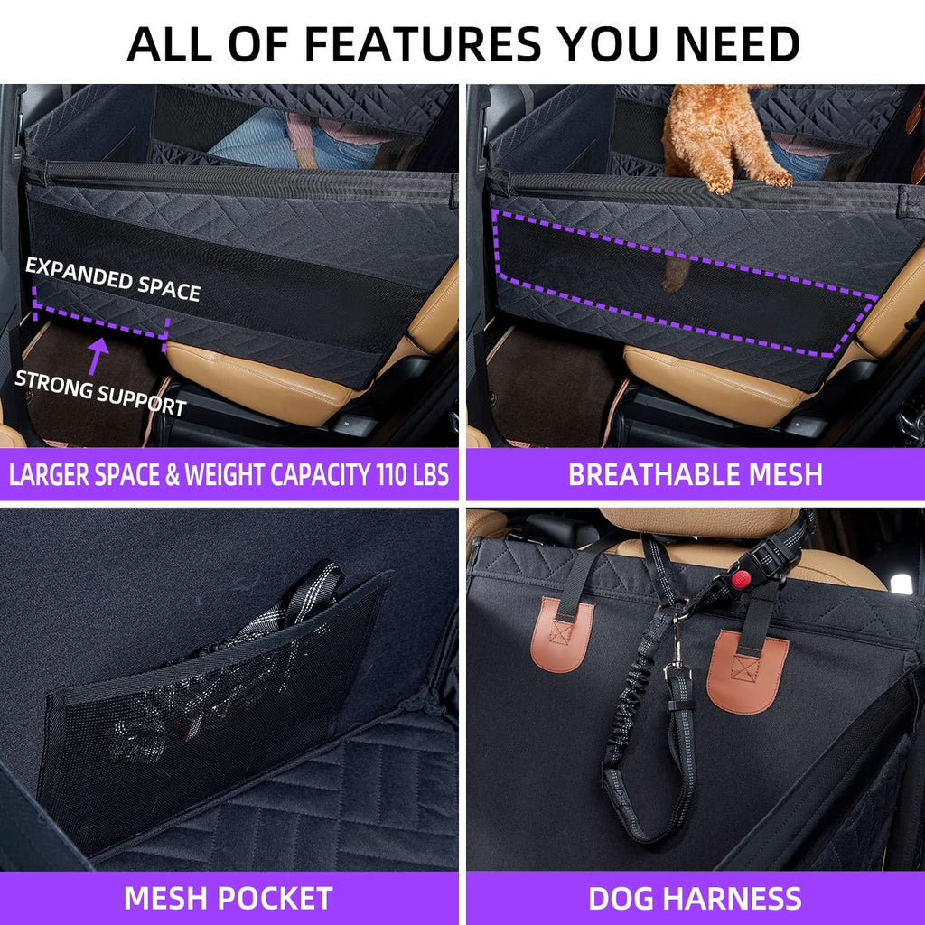 TKYZ Medium Dog Car Seat — Back Seat Extender, Waterproof Large Dog Seat Cover, Car Hammock (Black)