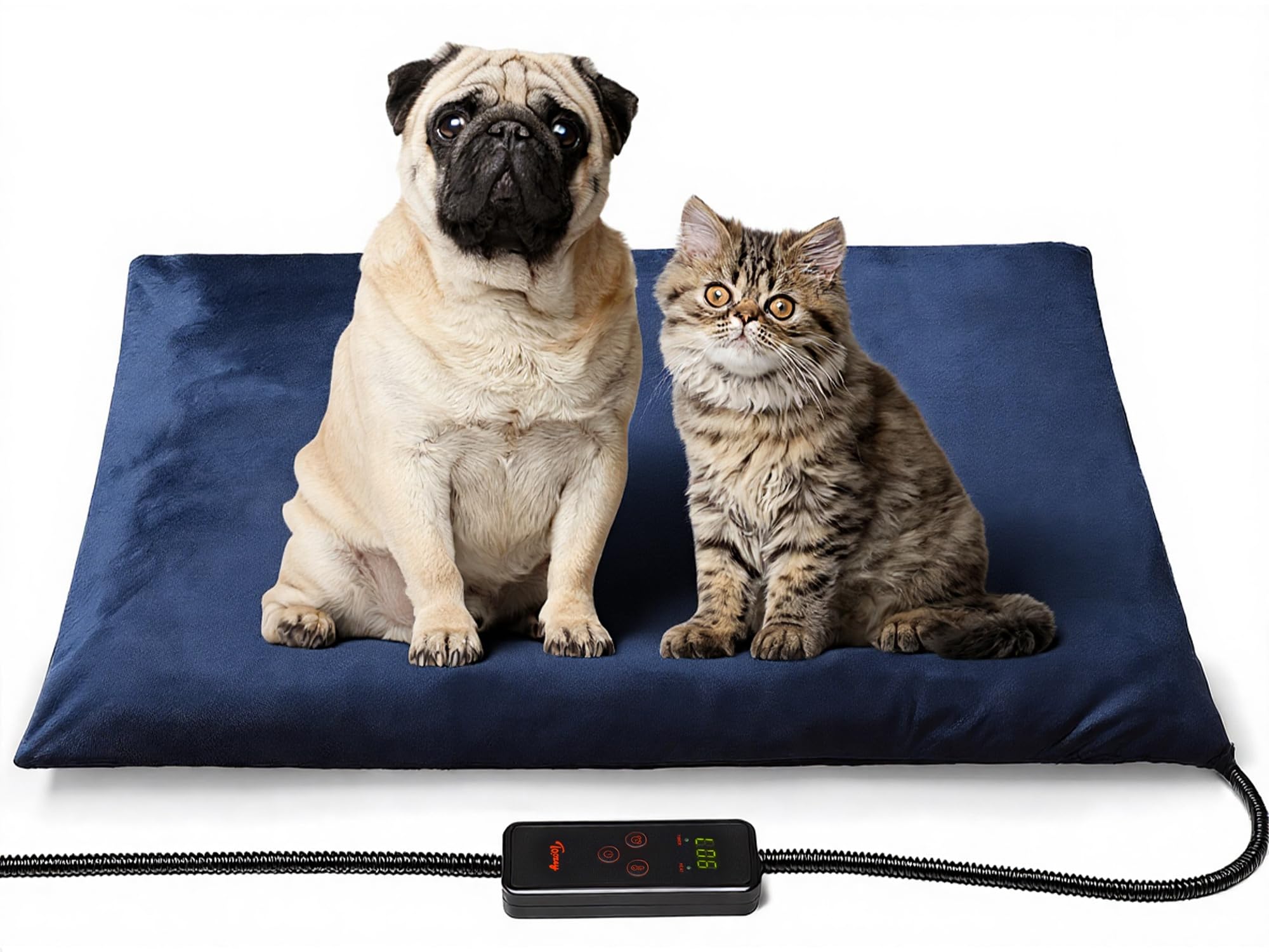 Toozey Pet Heating Pad — 6-Temp, Timer, Waterproof, 28x20in