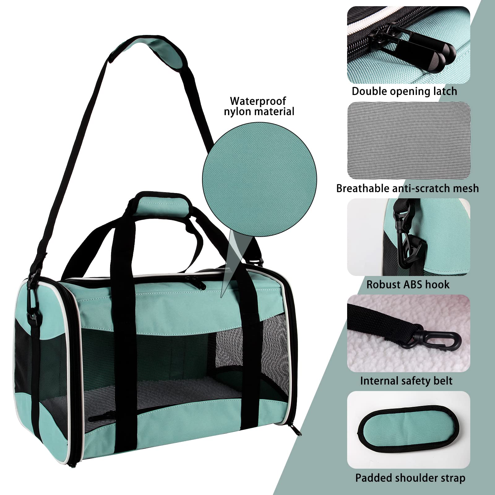 Top tasta Cat Carrier - Soft Sided Pet Carrier Up to 30 lb, Breathable & Collapsible (X-Large, Green)