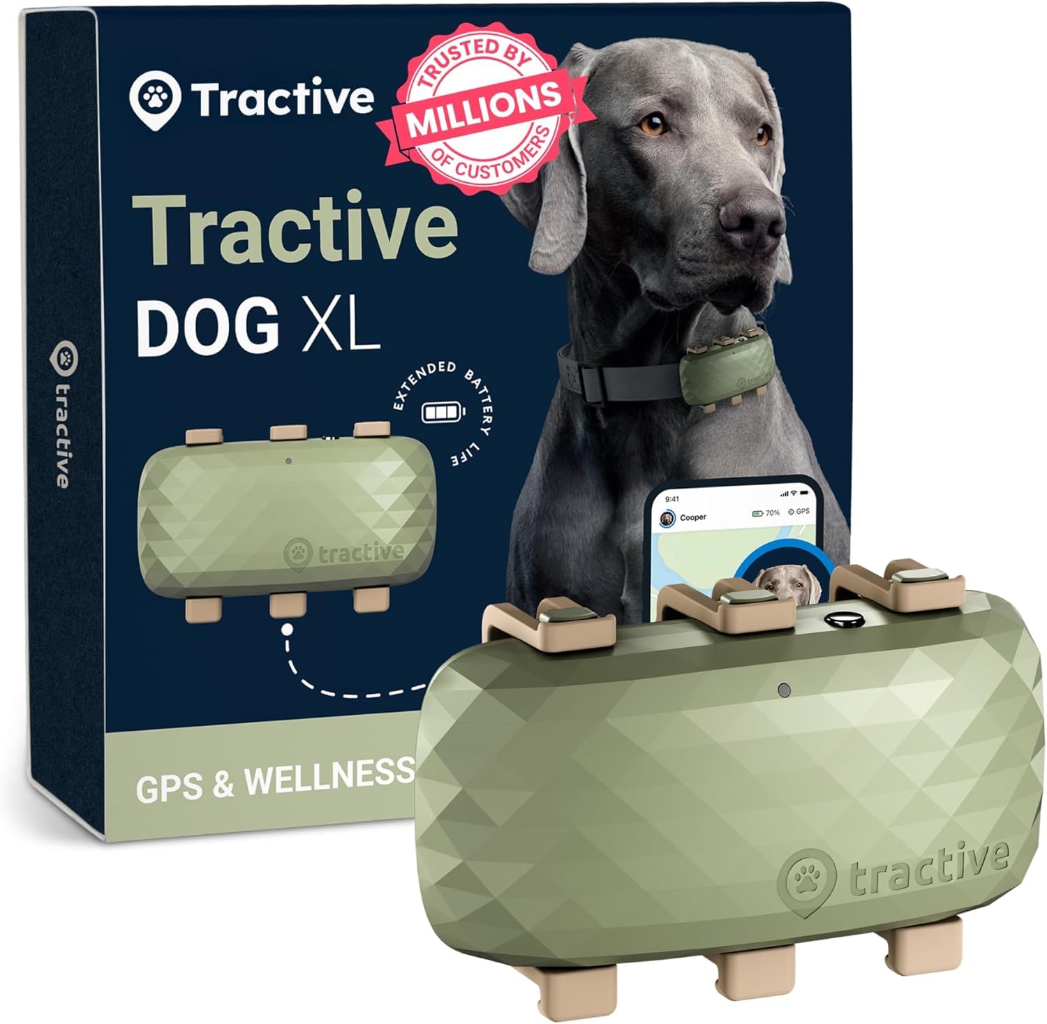 Tractive XL Smart Dog GPS Tracker | Real-Time Location, Virtual Fence & Vital Signs