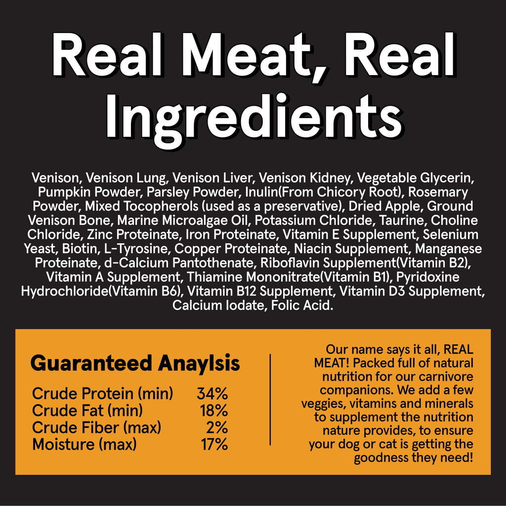 TRMC Real Meat Air Dried Venison Dog Food – 2lb, USA-Crafted Grain-Free High-Protein