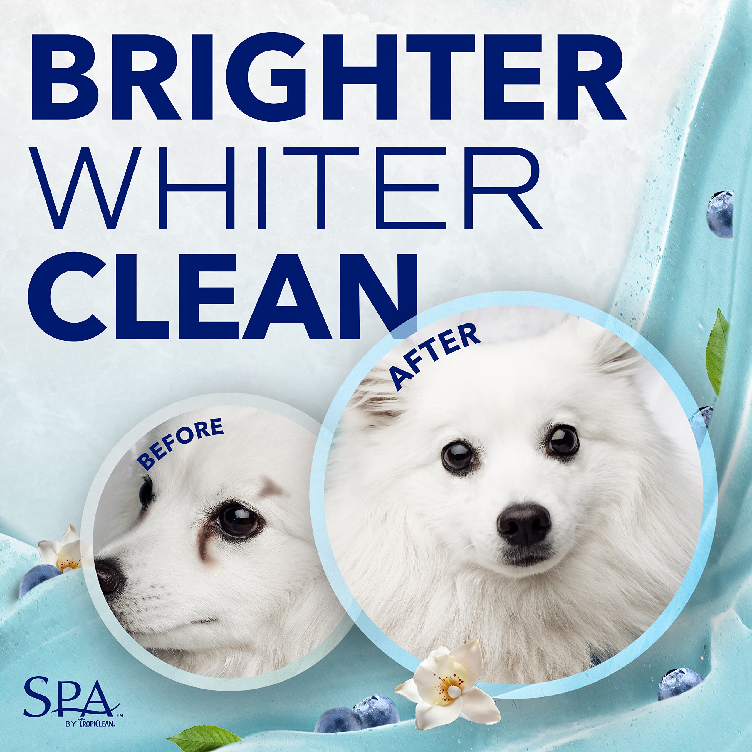 TropiClean SPA Tear Stain Remover for Dogs | Blueberry Facial Shampoo, Tearless & Whitening – Made in USA | 1 Gallon