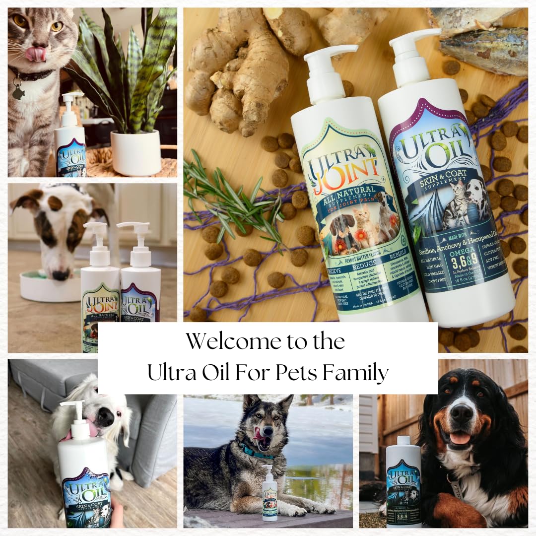 Ultra Oil Skin & Coat Supplement for Dogs & Cats — Hemp Seed, Flaxseed, Grape Seed & Fish Oils — 128 oz