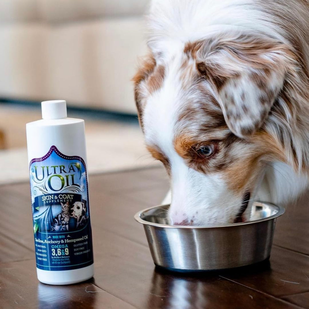 Ultra Oil Skin & Coat Supplement for Dogs & Cats — Hemp Seed, Flaxseed, Grape Seed & Fish Oils — 128 oz