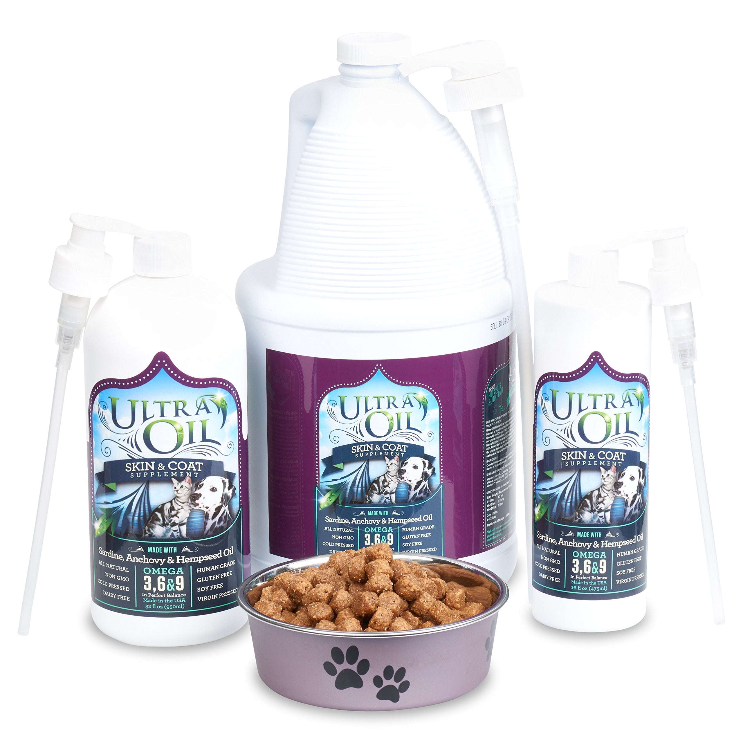 Ultra Oil Skin & Coat Supplement for Dogs & Cats — Hemp Seed, Flaxseed, Grape Seed & Fish Oils — 128 oz